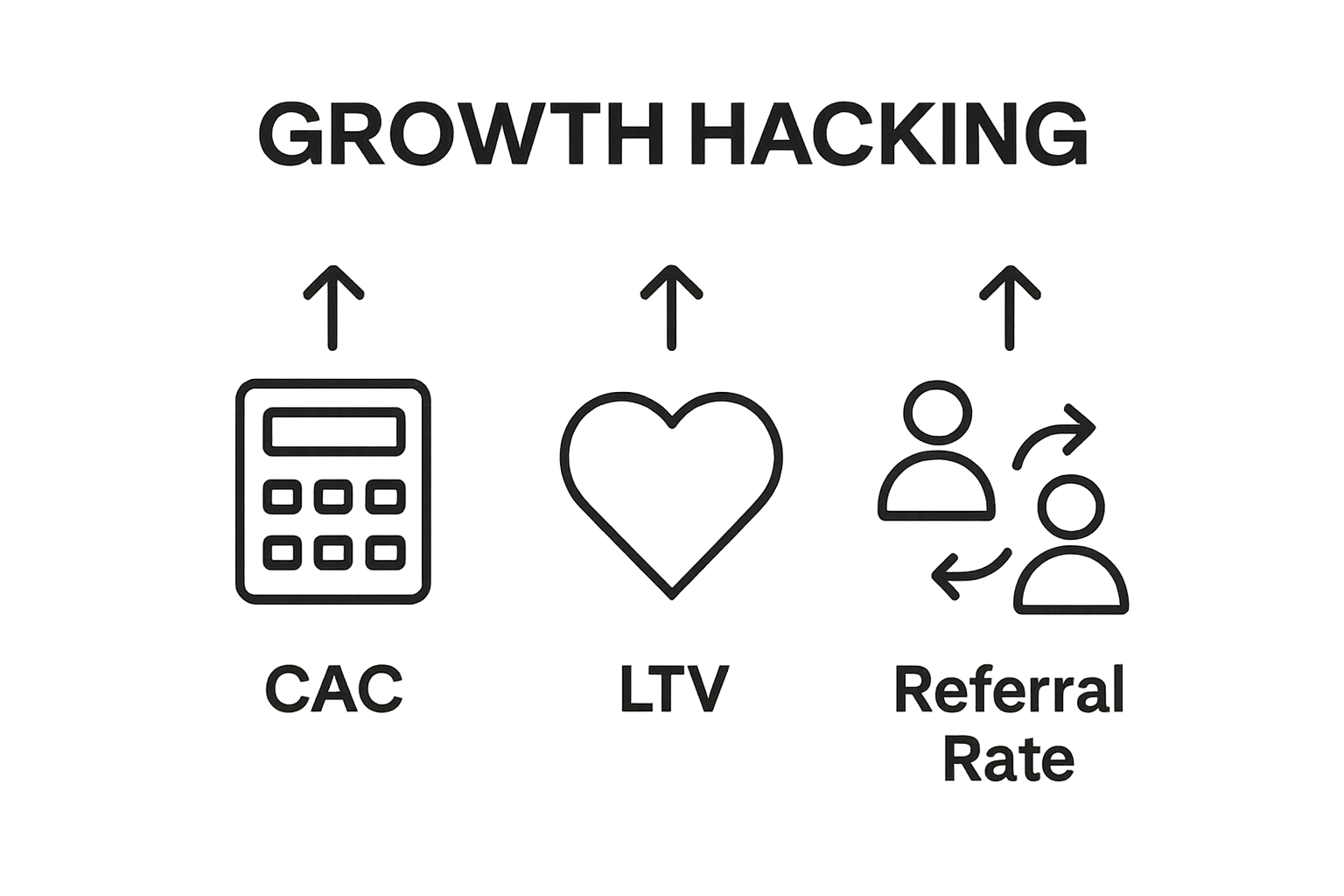 Infographic showing CAC, LTV, and referral rate metrics