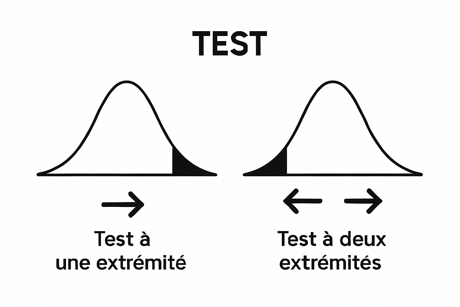 Simple infographic comparing one-tailed and two-tailed statistical test distributions