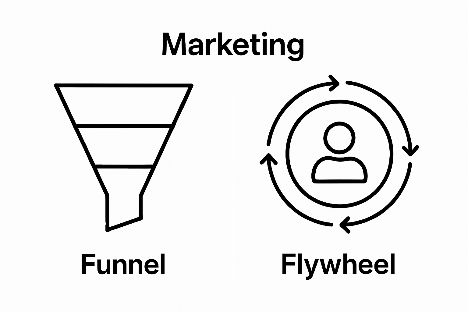 Infografik Vergleich Trichter vs. Flywheel Marketing