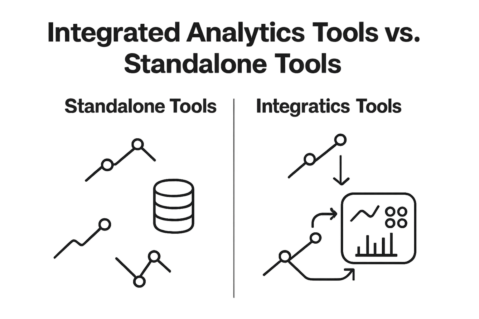 Infographic comparing integrated analytics tools with standalone platforms