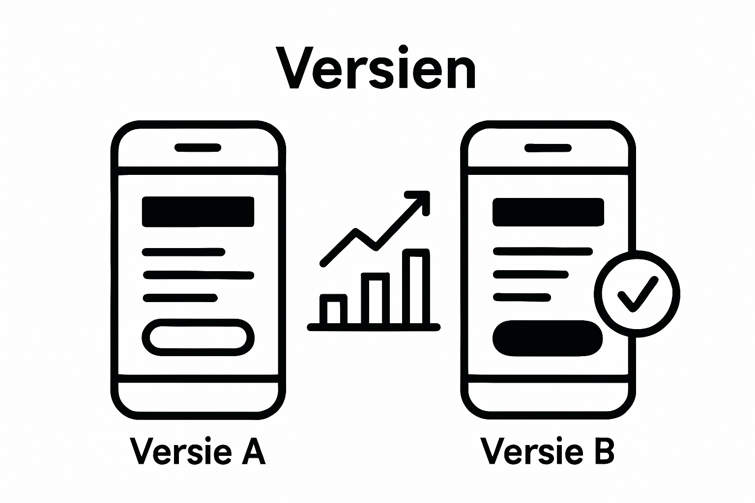 Vergelijkende visualisatie van twee AB test varianten en prestatieverschil