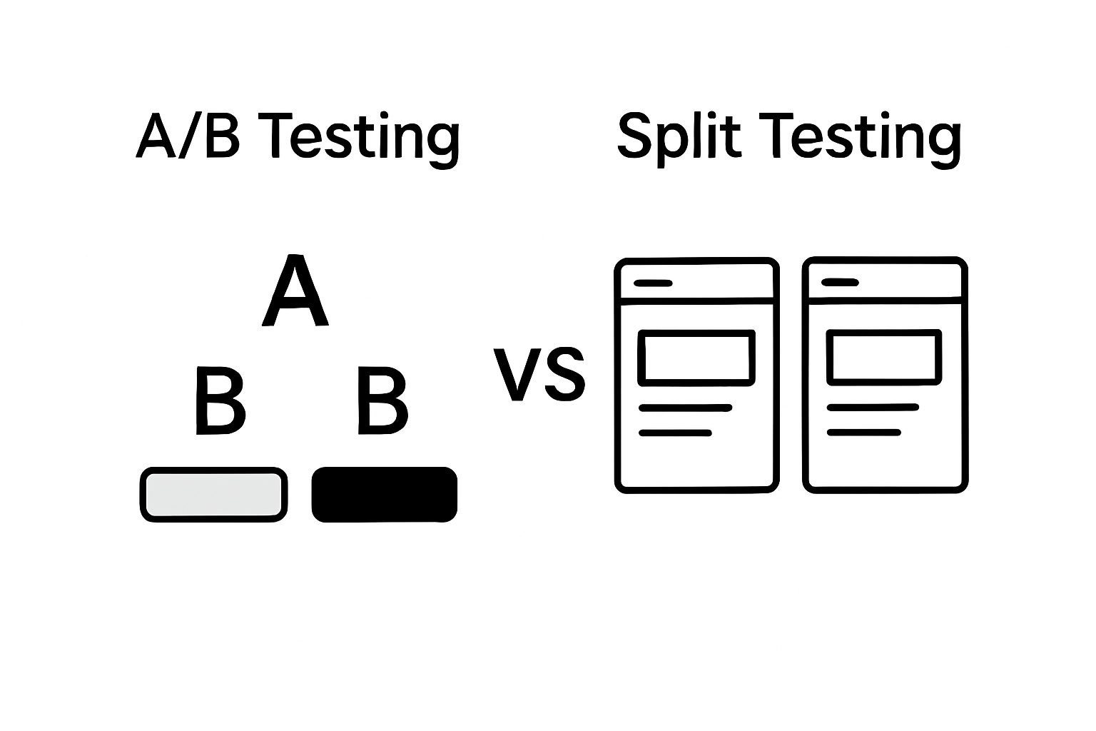 Infographic comparing A/B testing and split testing methods visually