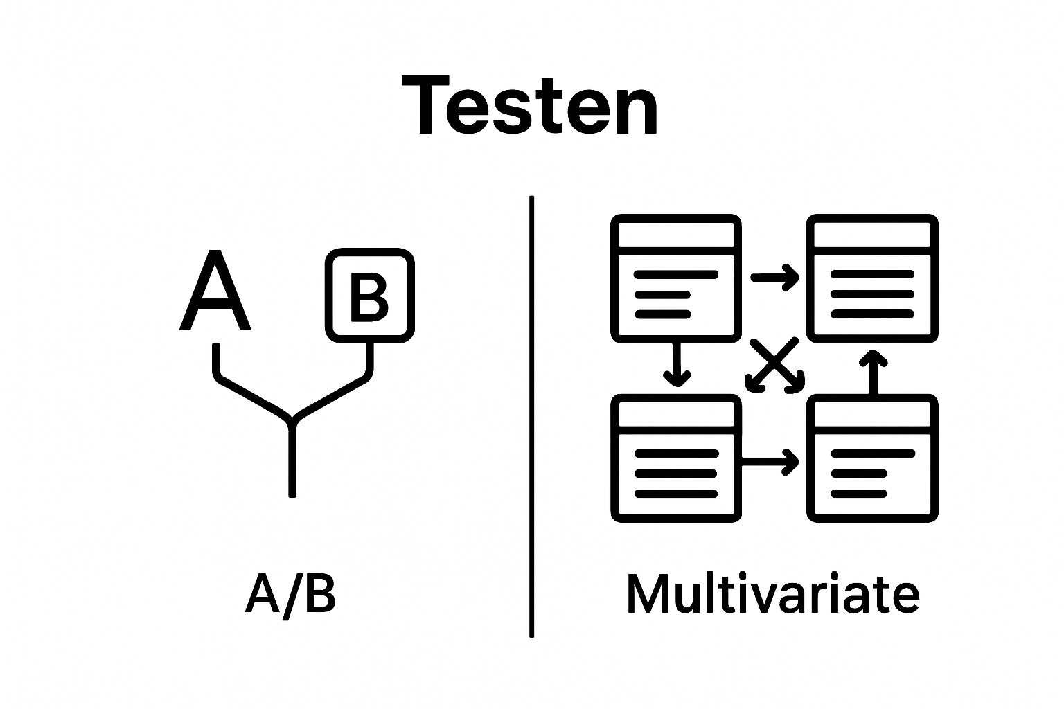 Vergelijking visueel A/B-test versus multivariate test