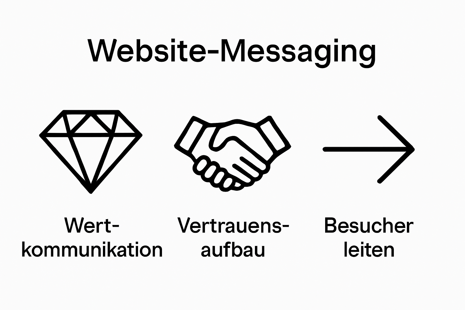 Simple icons showing website messaging goals
