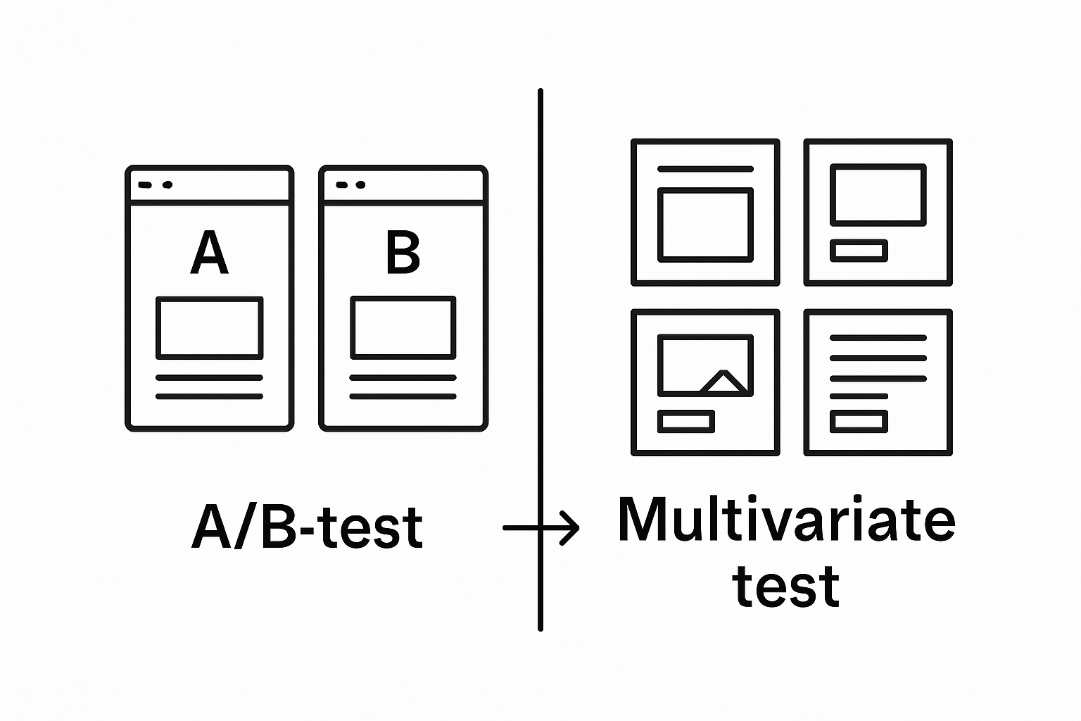Eenvoudige vergelijking tussen A/B- en multivariate test met iconen