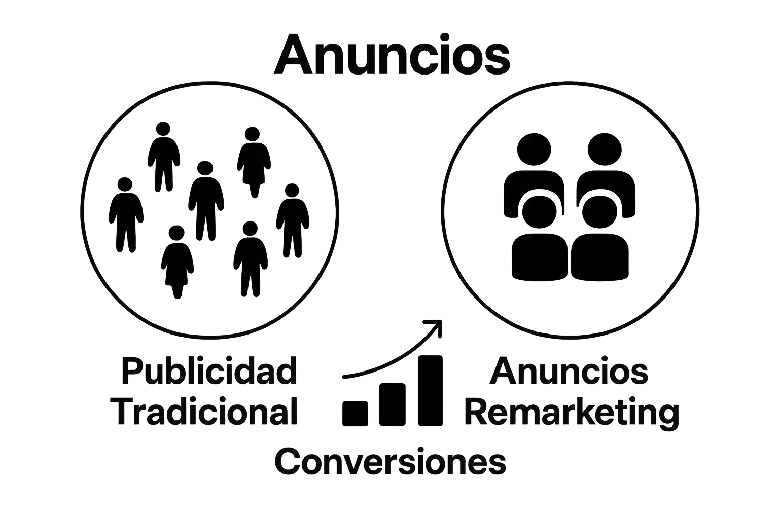 Infografía comparando remarketing y publicidad tradicional