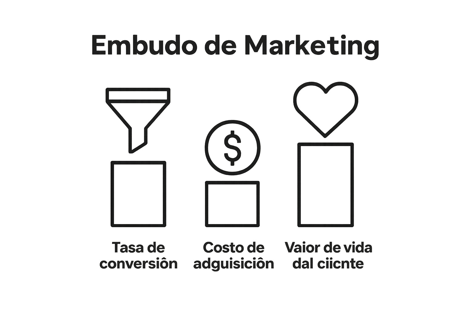 Comparación visual de métricas clave de un embudo de marketing
