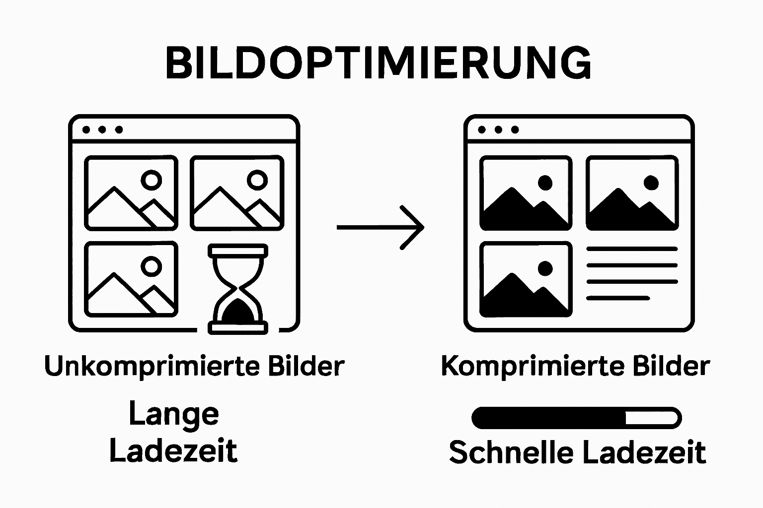 Infographic showing website load time before and after image optimization