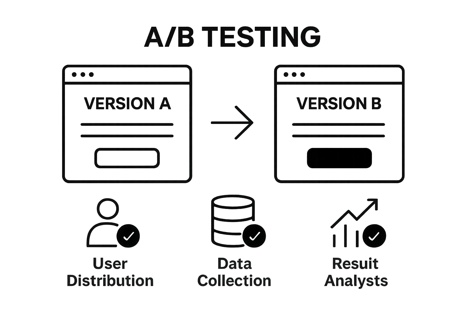A/B test versions comparison showing control and variant