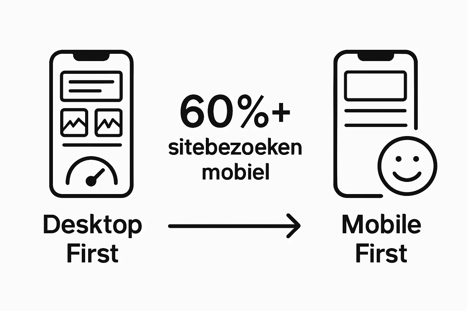 Infographic comparing desktop first and mobile first websites visually