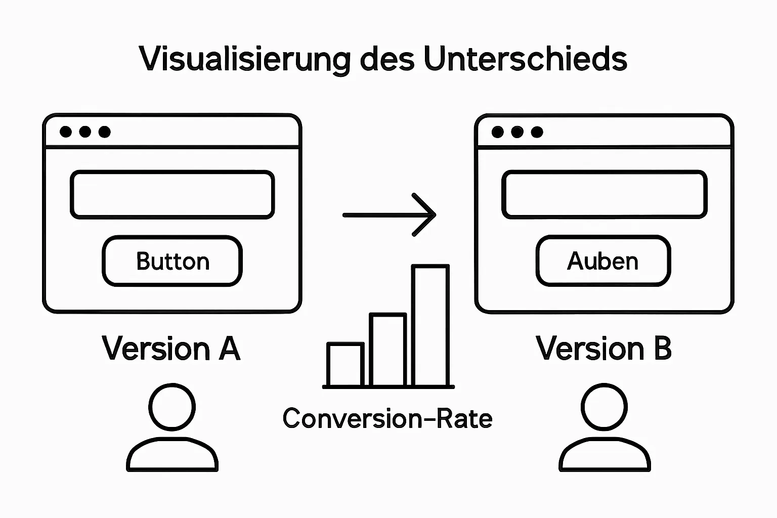 Infografik zeigt Gegenüberstellung von Version A und B im ab split testing