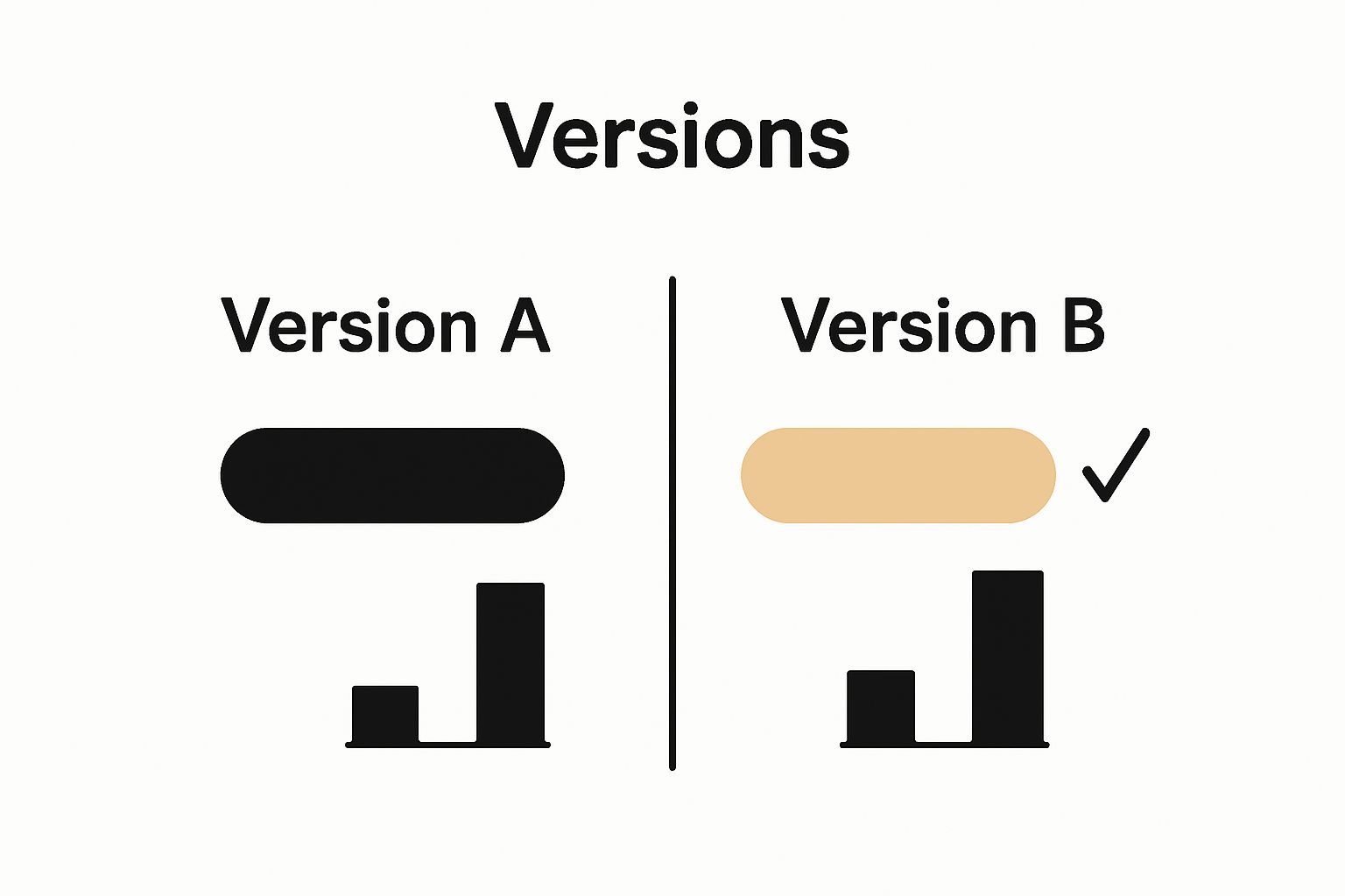 Infographic comparing two website versions with different button colors and conversion results