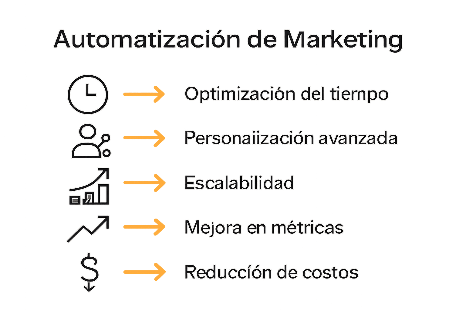 Comparación visual de beneficios clave marketing automatizado