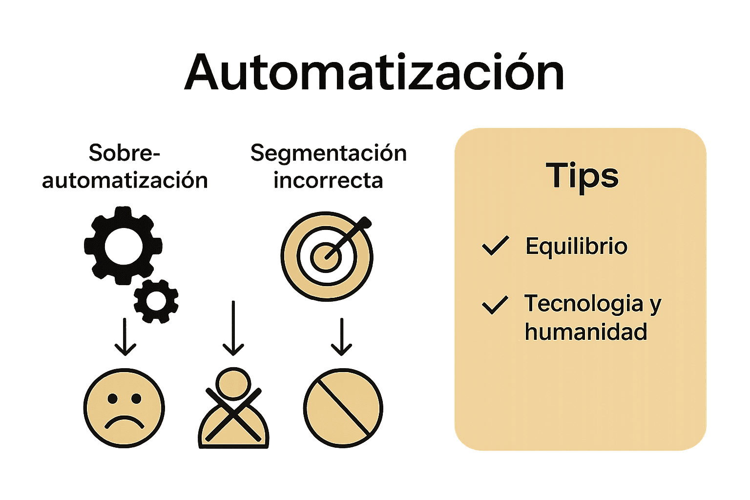 Infografía comparando errores de automatización de marketing digital