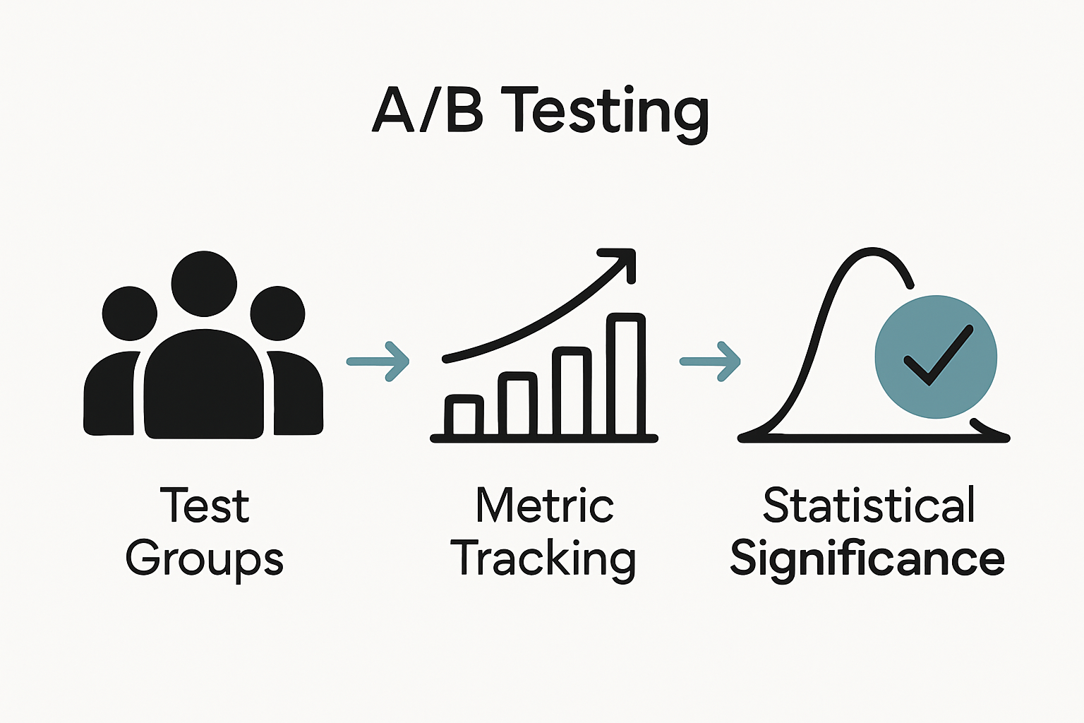 Infographic showing process for AB test reliability