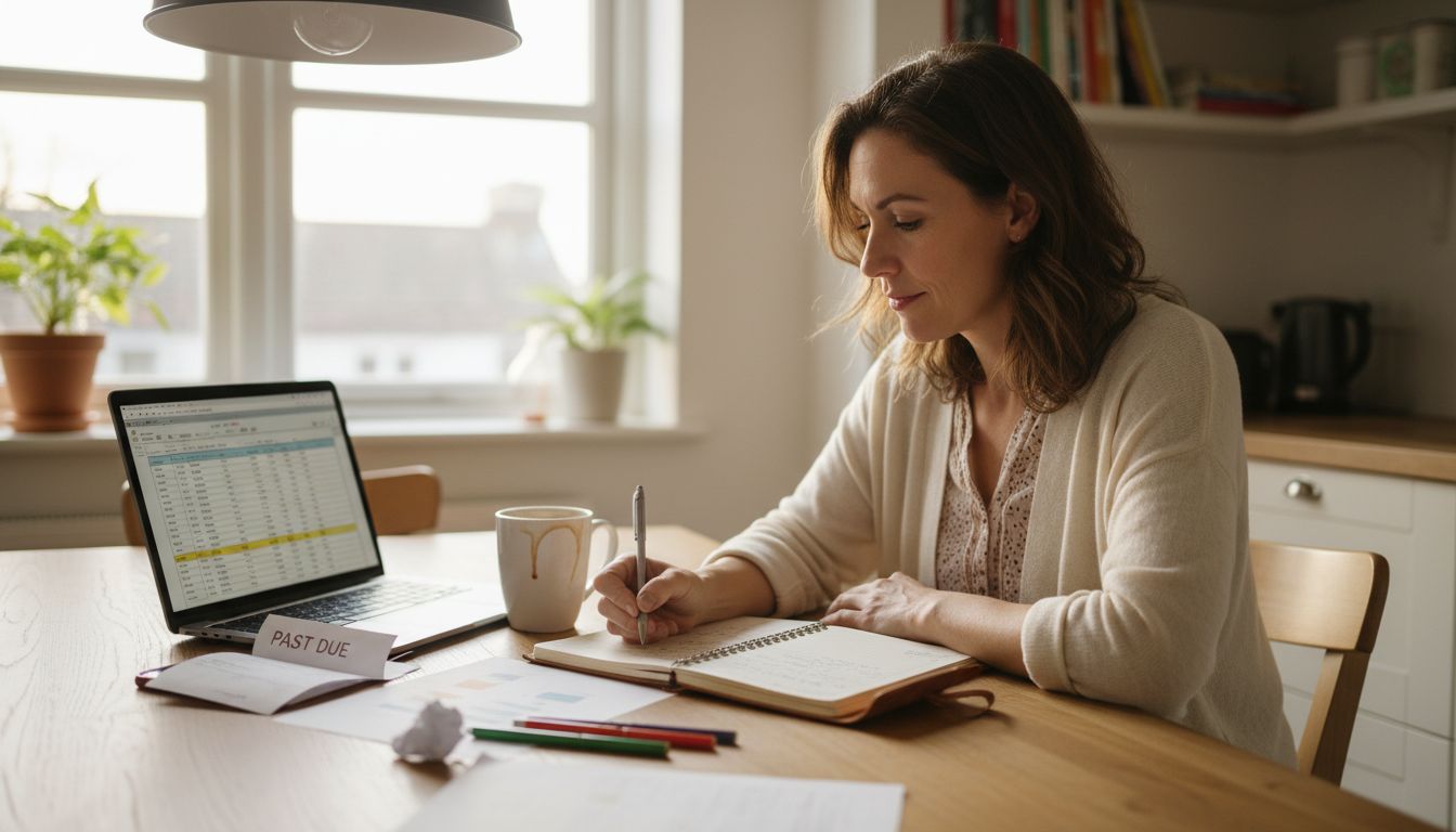 Woman calculates customer lifetime value at home