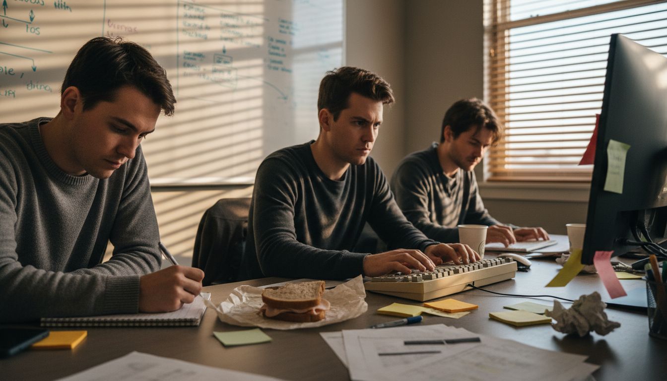 Sales team qualifying leads at open desk