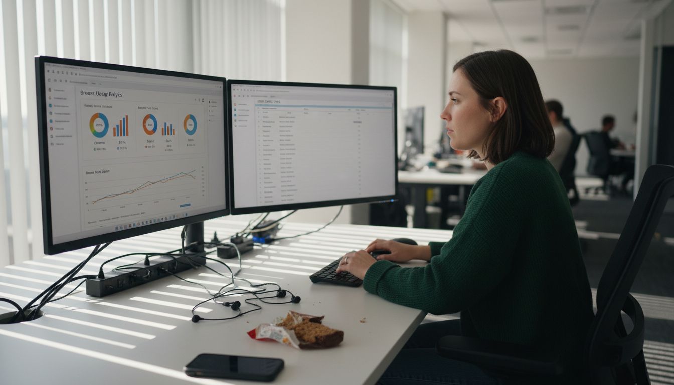 Researcher reviewing segmentation analytics screens