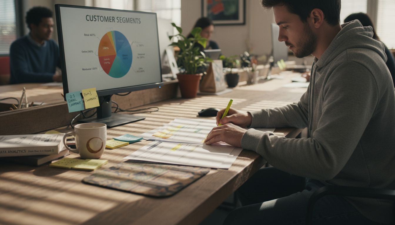 Analyst reviewing marketing data types workspace