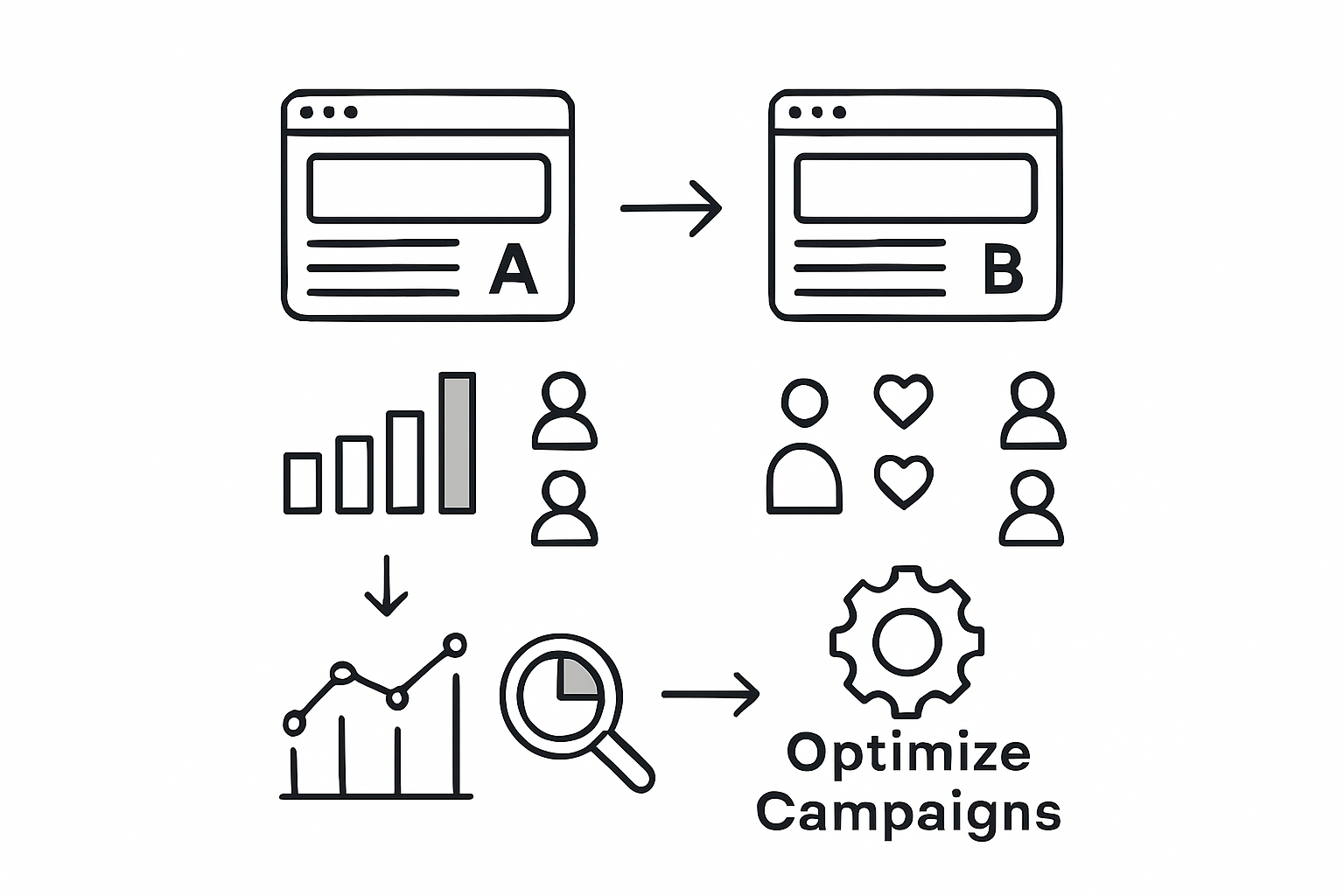 Infographic explaining A/B testing workflow