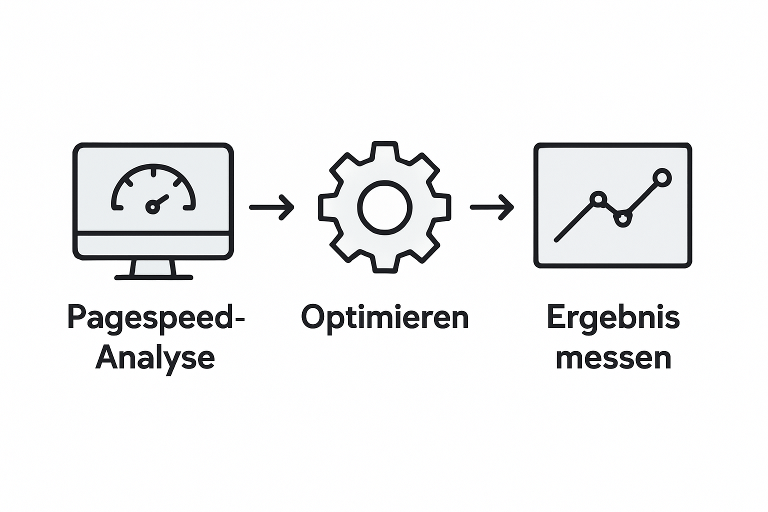 Die Infografik veranschaulicht, wie ein Geschwindigkeitstest bei WordPress abläuft.