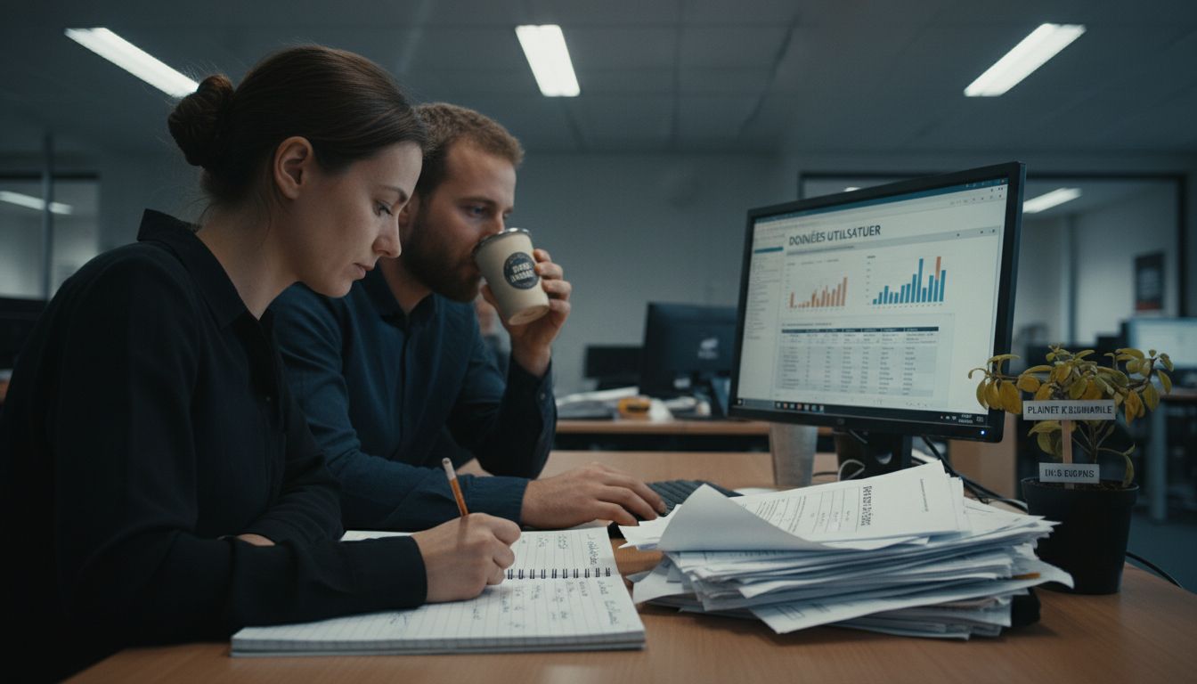 Une équipe analyse les données des utilisateurs affichées à l’écran.