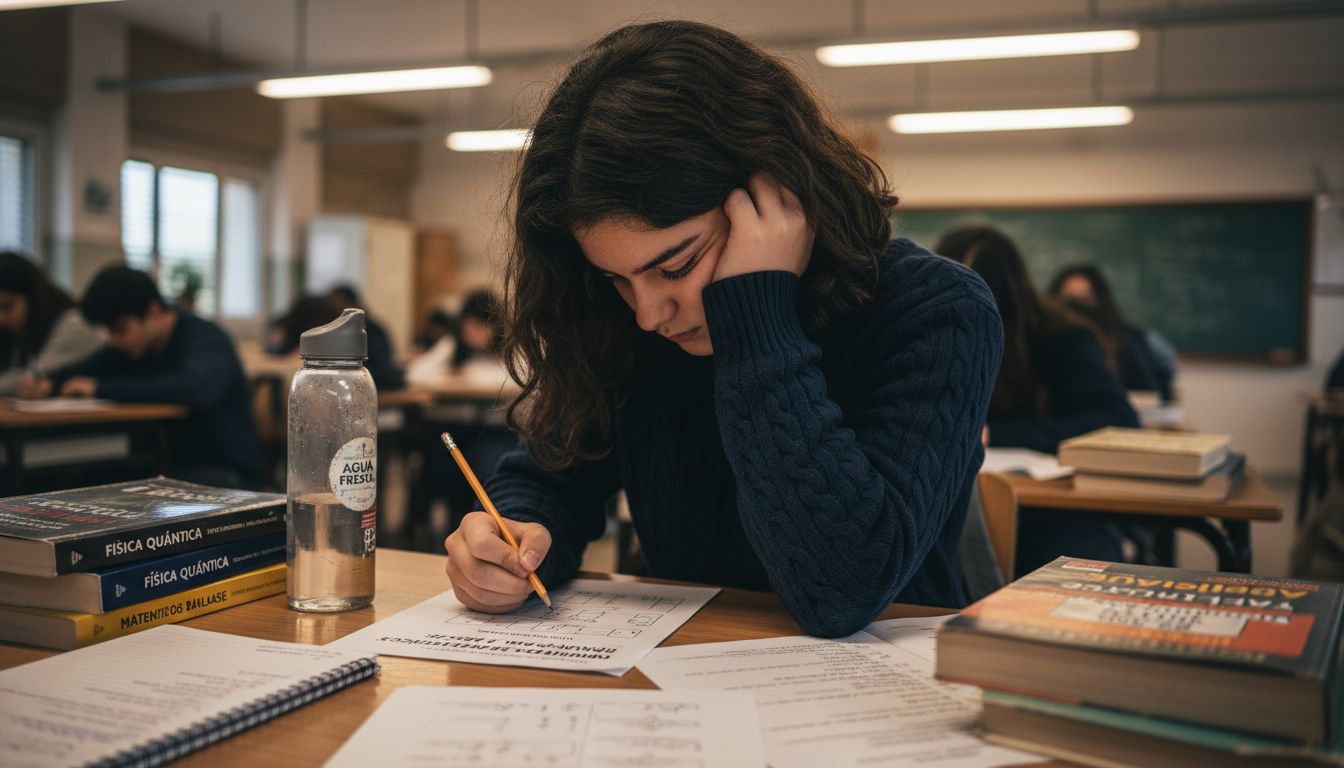 Alumno resolviendo un ejercicio de lógica en clase