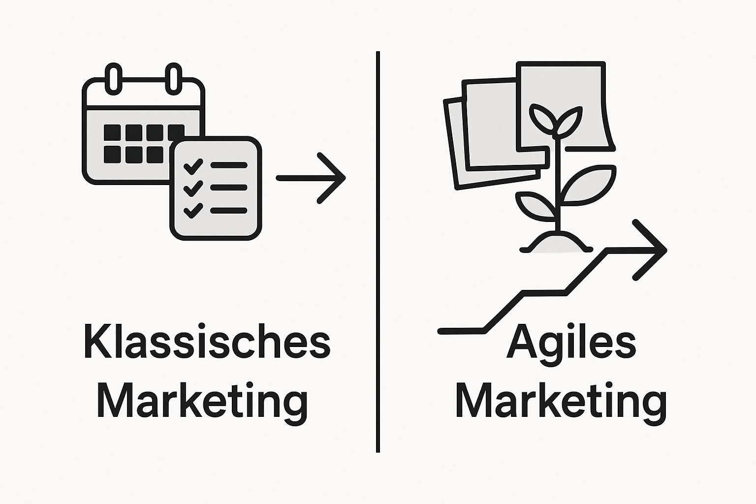 Infografik: Agiles Marketing vs. klassisches Marketing im direkten Vergleich