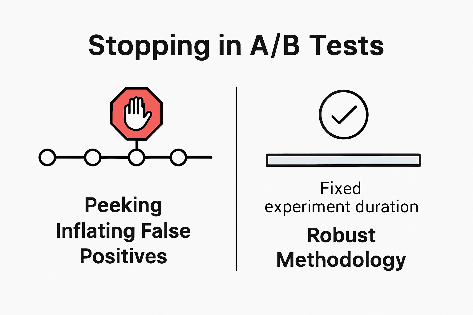 Infographic comparing A/B test stopping rules