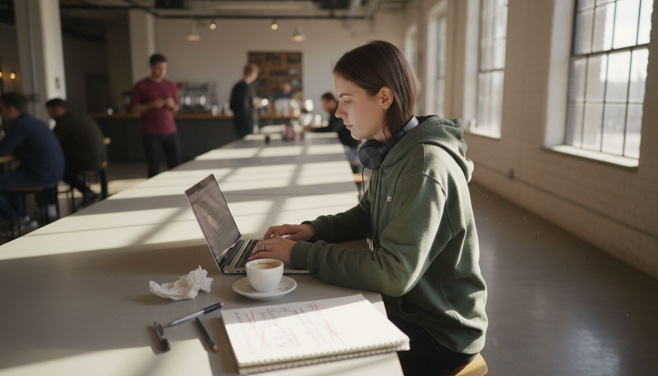 Person running A/B test in workspace