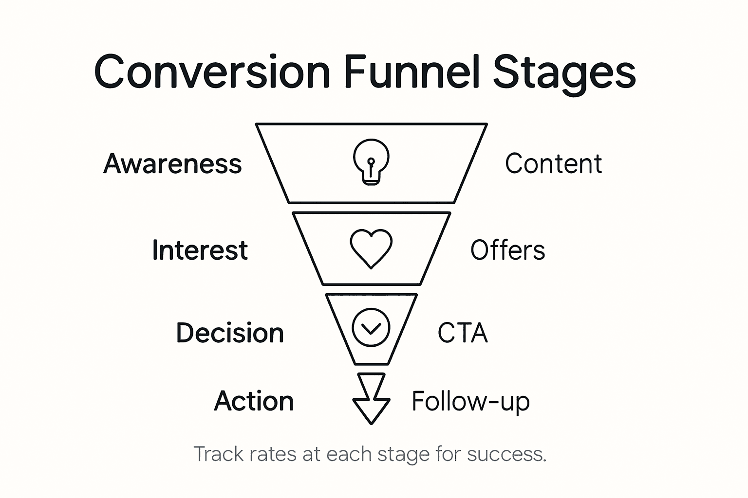 Infographic showing funnel stages and tactics