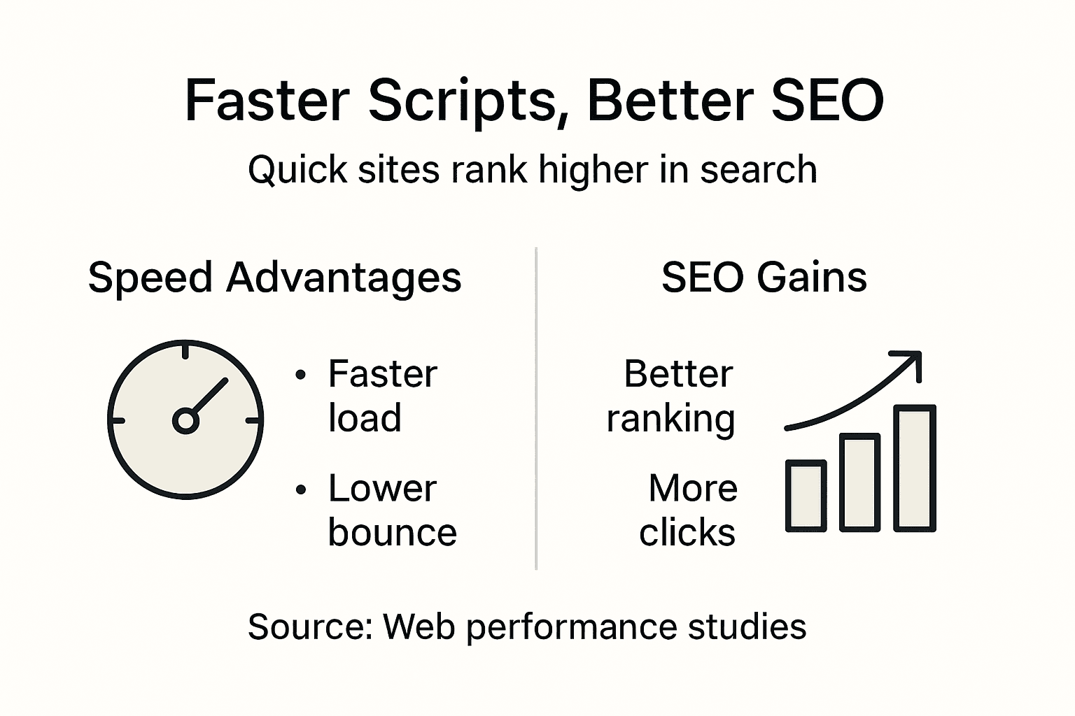 Infographic showing script speed benefits for SEO