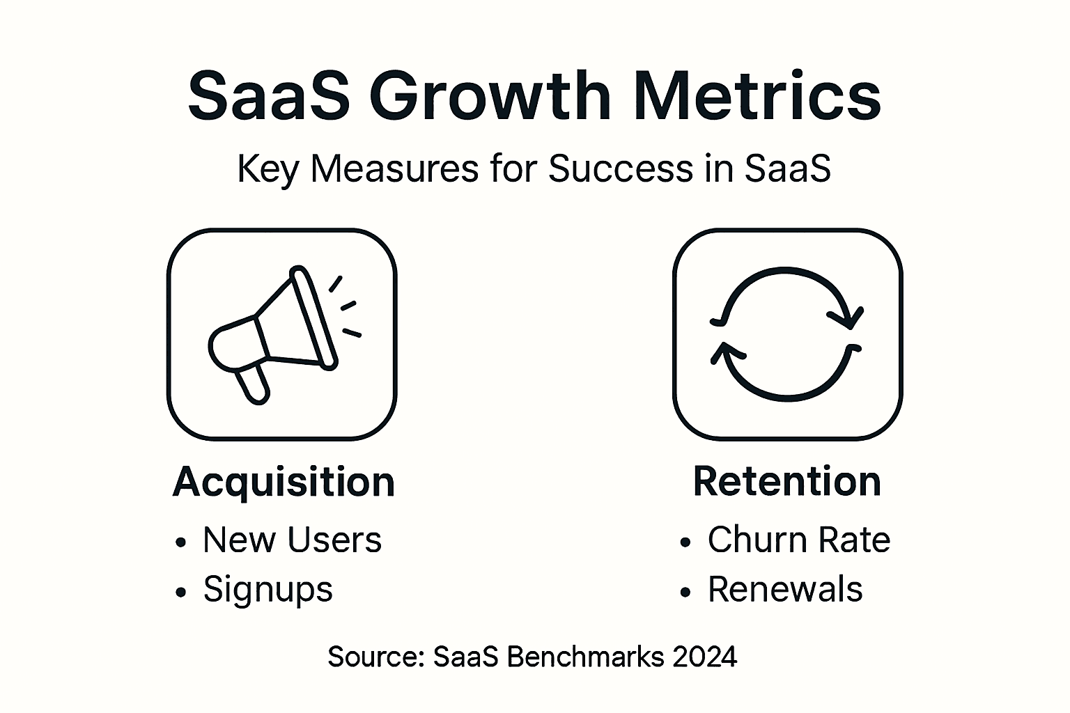 Infographic showing SaaS growth metrics categories