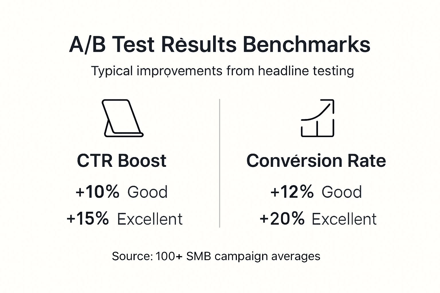 Infographic showing headline test improvement benchmarks