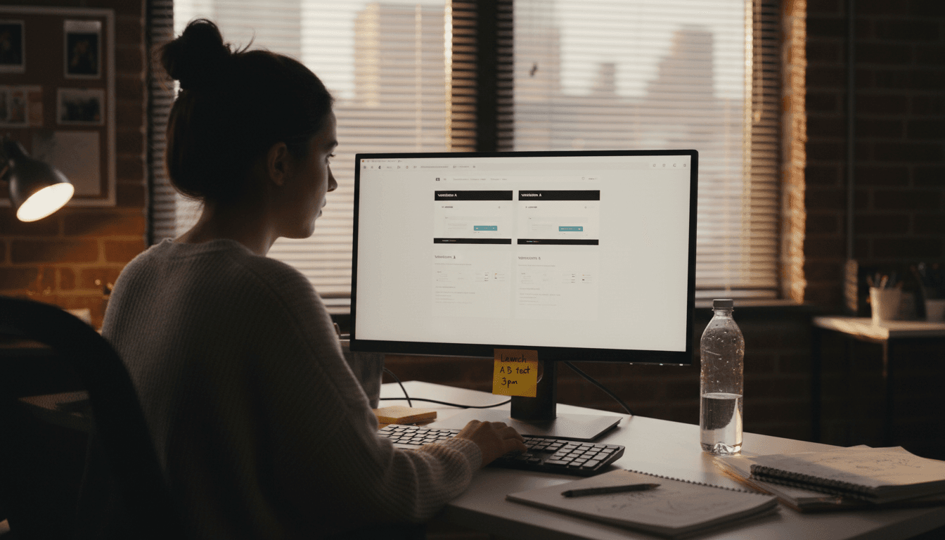 Marketer configuring ab test on desktop