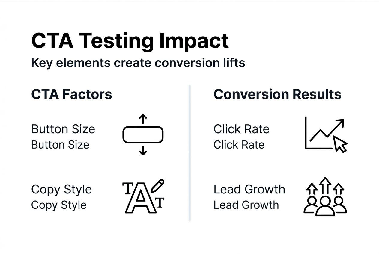 Infographic showing CTA test impact factors