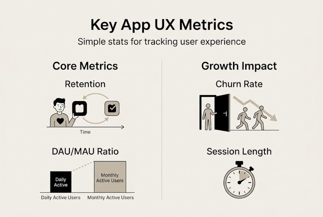 Infographic displaying key app user metrics