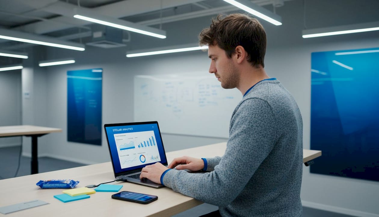Marketer viewing A/B test analytics dashboard