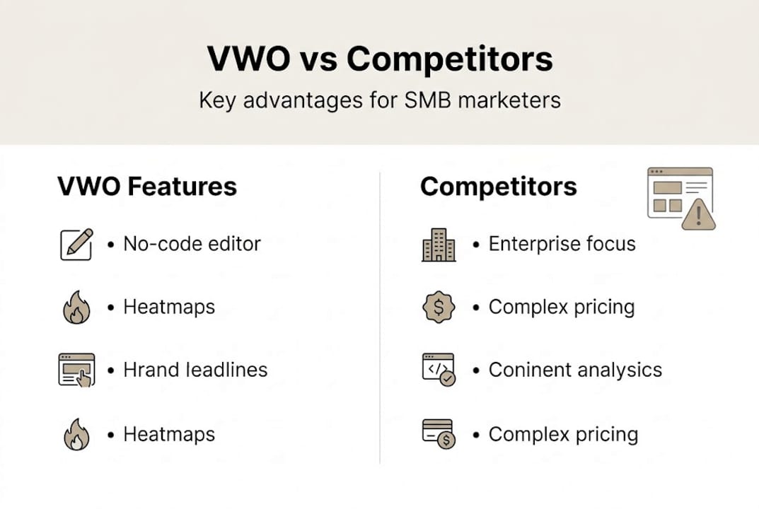 Infographic showing VWO and competitor feature comparison