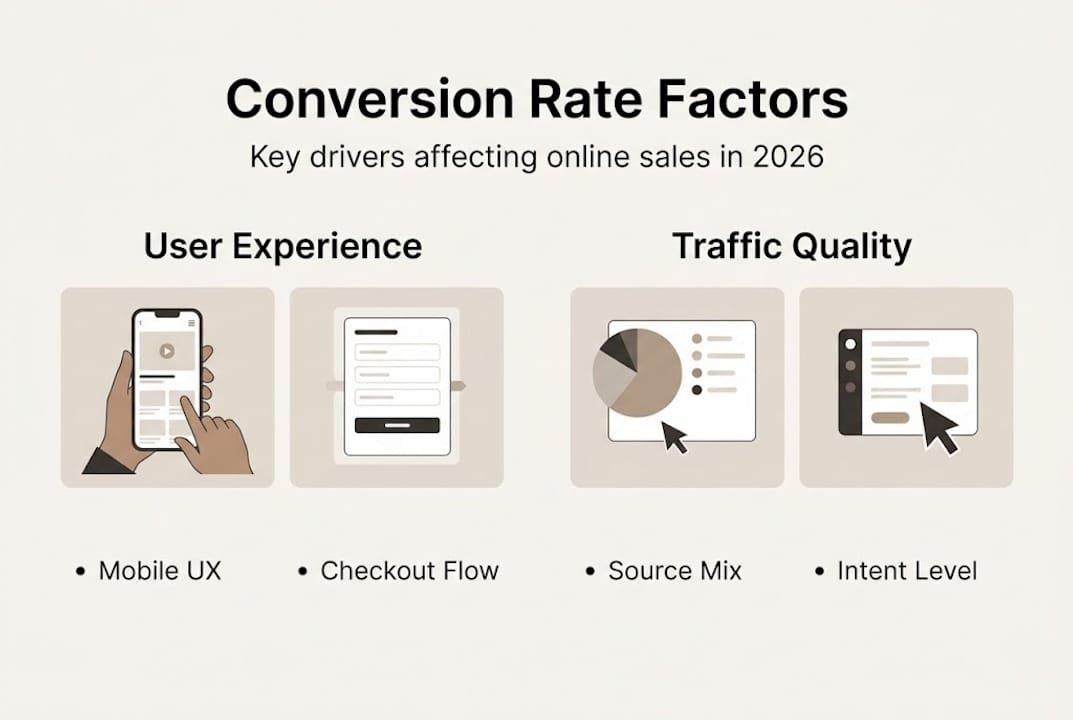 Infographic summarizing ecommerce conversion rate factors