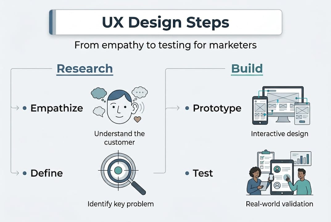 Infographic showing UX design process steps