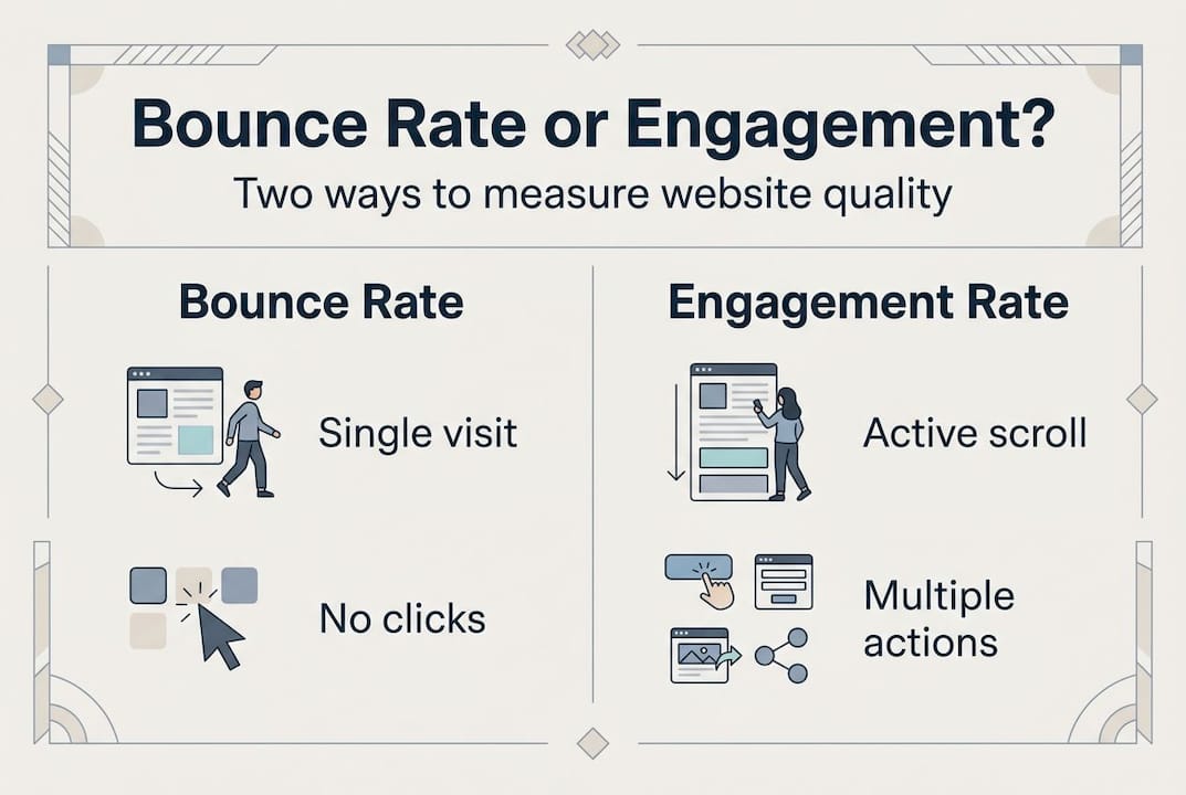 Infographic comparing bounce and engagement rate