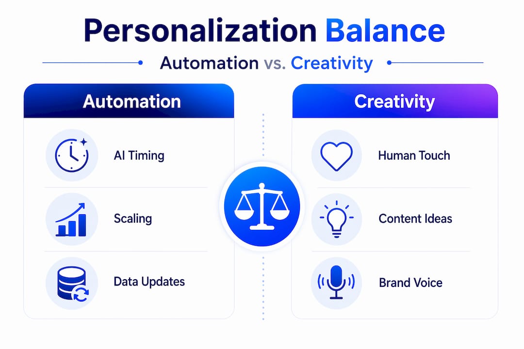 Infographic comparing automation and creativity