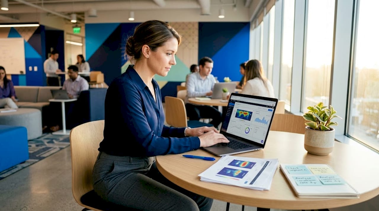 Professional reviewing VWO dashboard