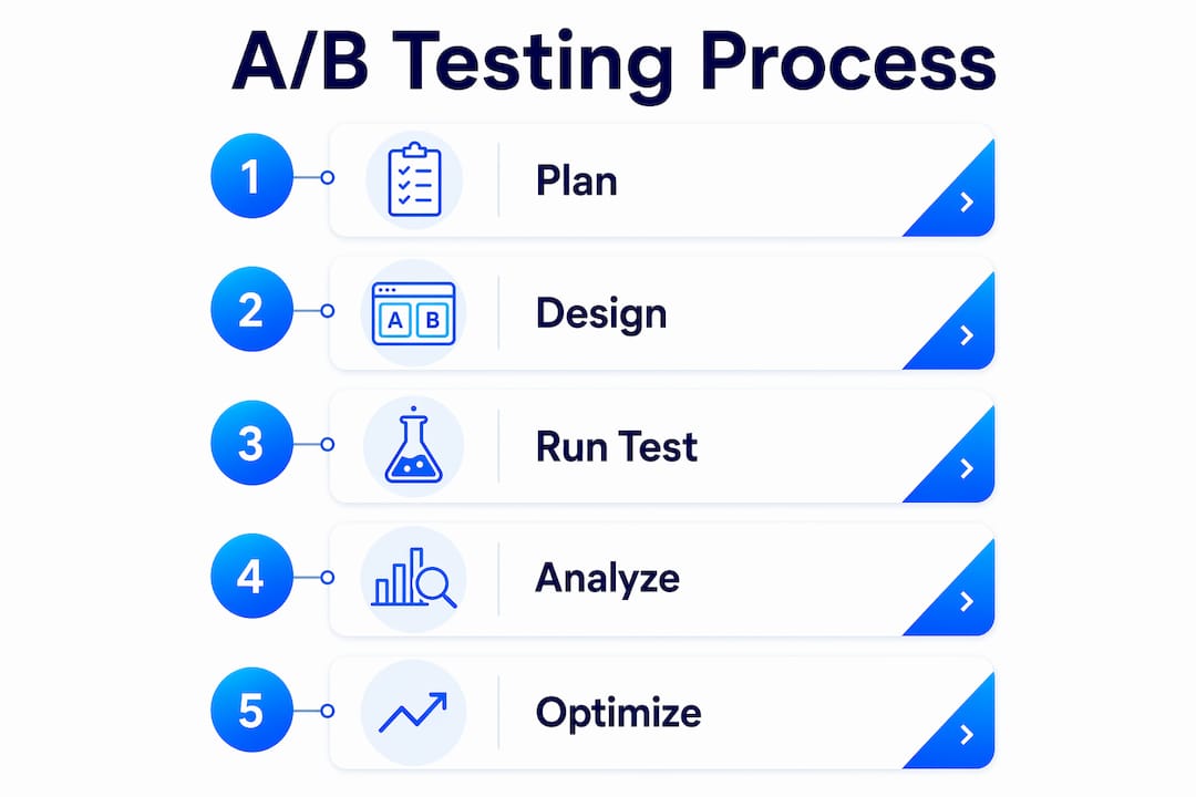 Infographic outlining LinkedIn A/B testing steps