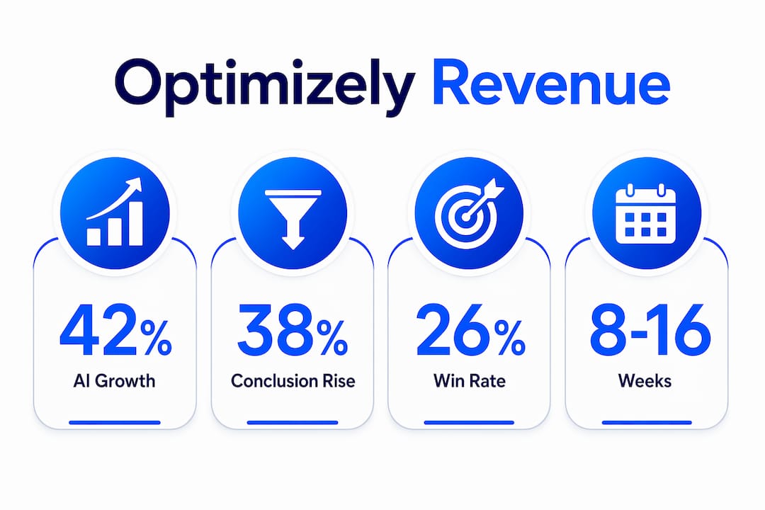 Infographic showing key revenue metrics for Optimizely