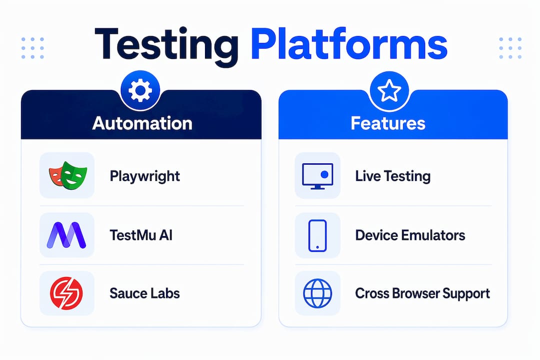 Infographic comparing browser testing platforms features
