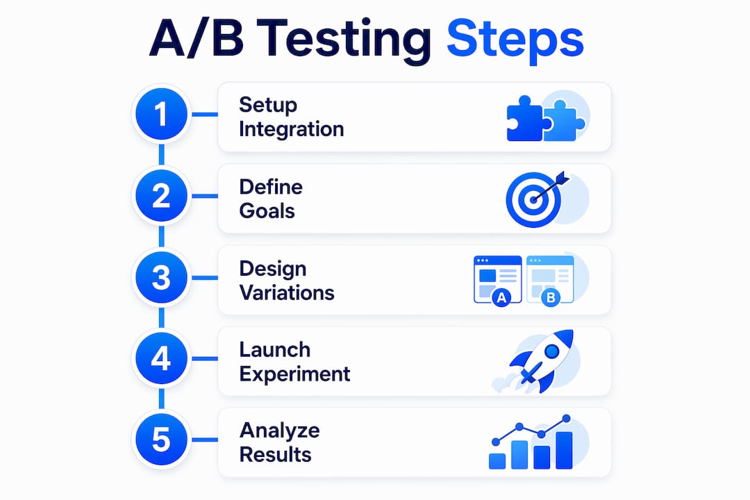 Infographic showing A/B testing steps
