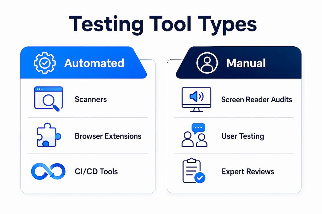Infographic comparing automated and manual testing types