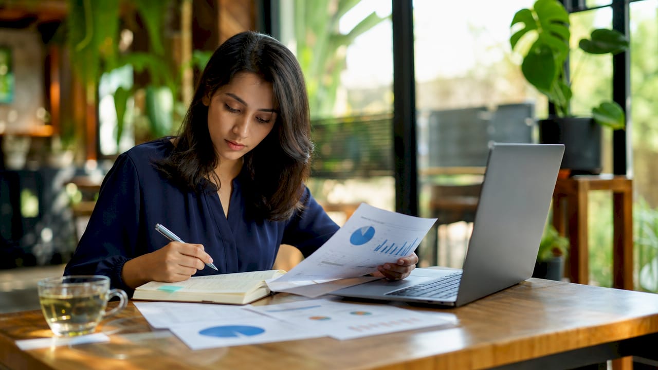 Marketer reviewing printed form test data